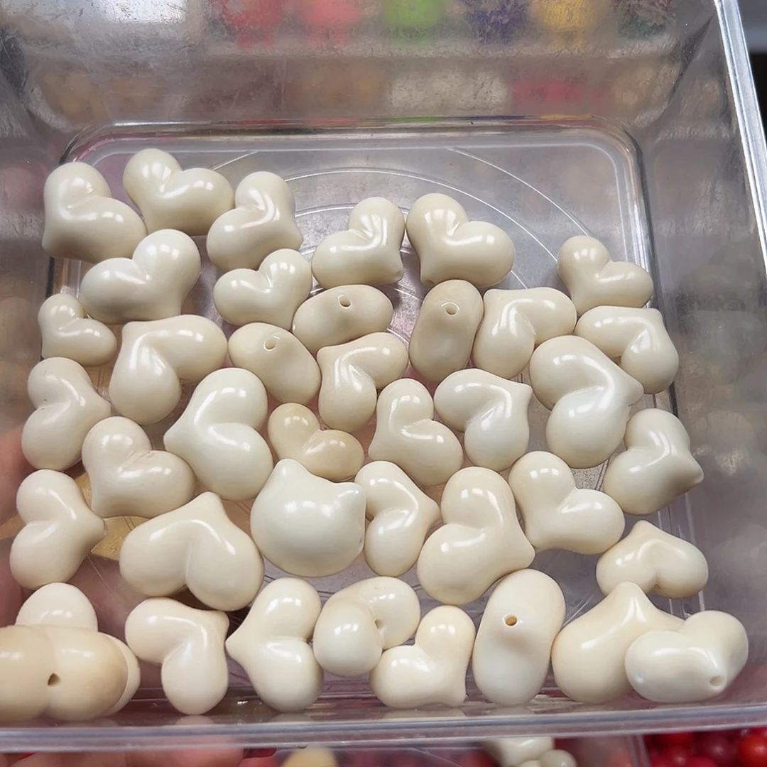 手串菩提根/象牙果瑕疵白爱心皮桃40颗有眼有裂