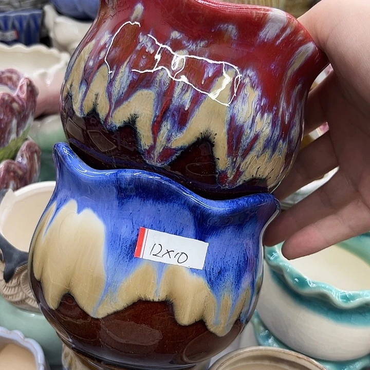 多肉绿植陶瓷花盆9.9包邮，有孔