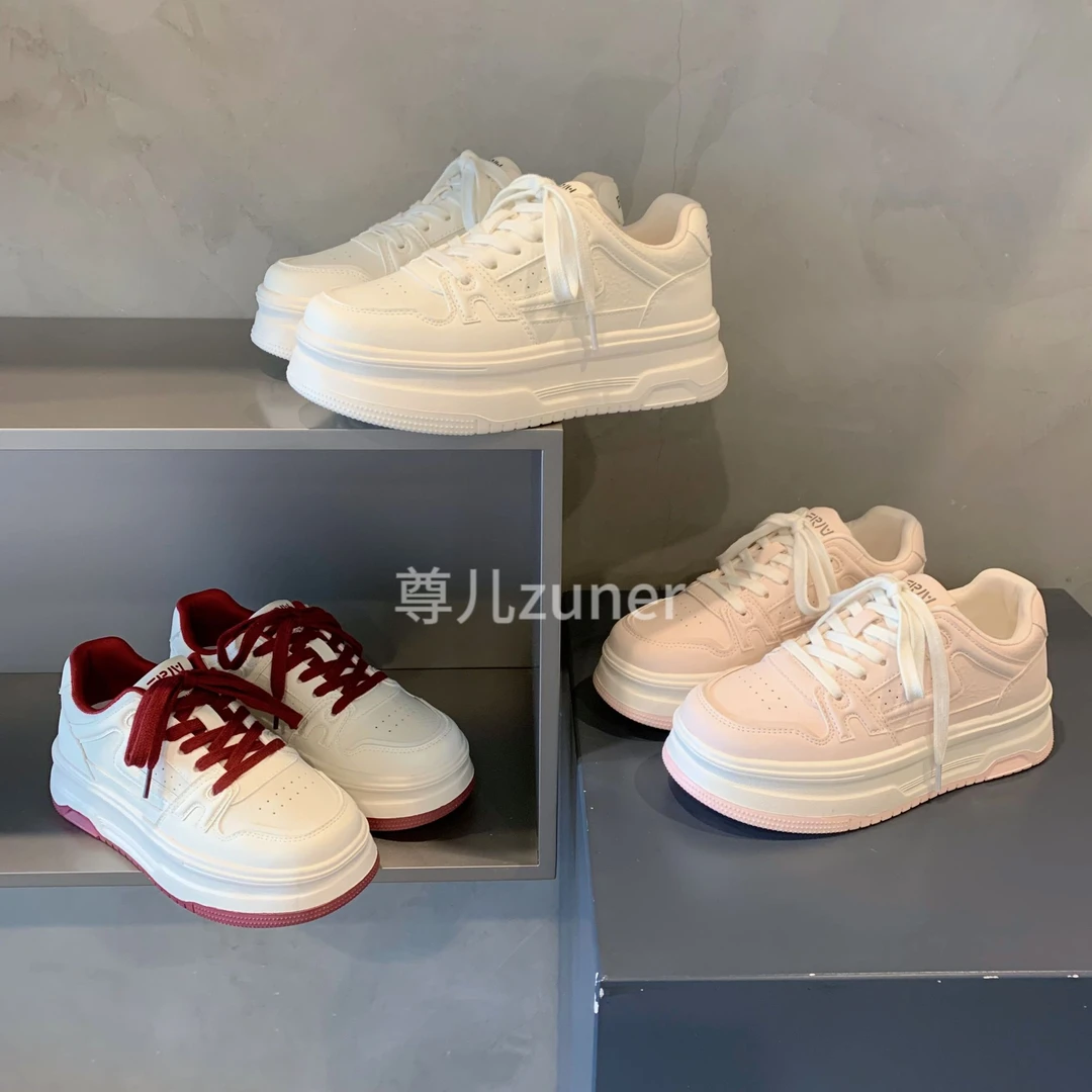 尊儿2025年春季新款皮面厚底透气防水小众ins潮流低帮女鞋韩版