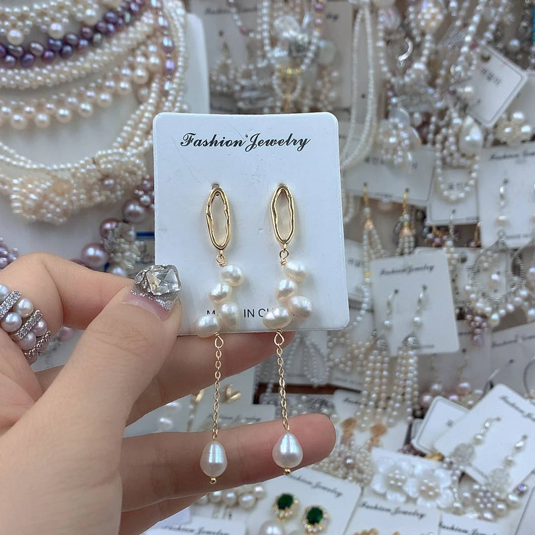 耳饰银S925镶嵌淡水珍珠