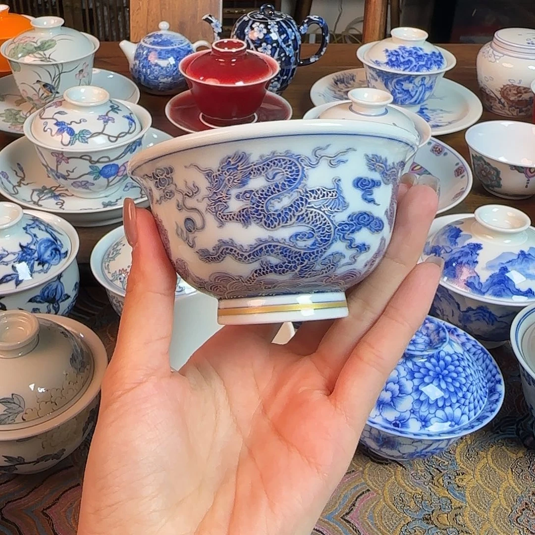 五龙金银错压手杯手绘