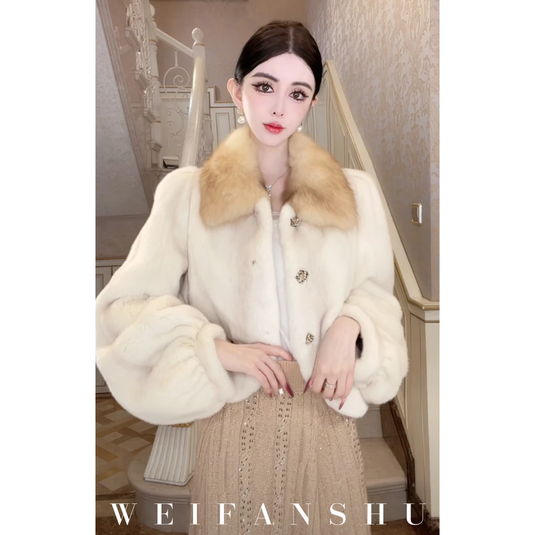 WEIFANSHU/魏凡舒【雪吻冰岛】芬兰进口水貂半抽刀工艺皮草外套