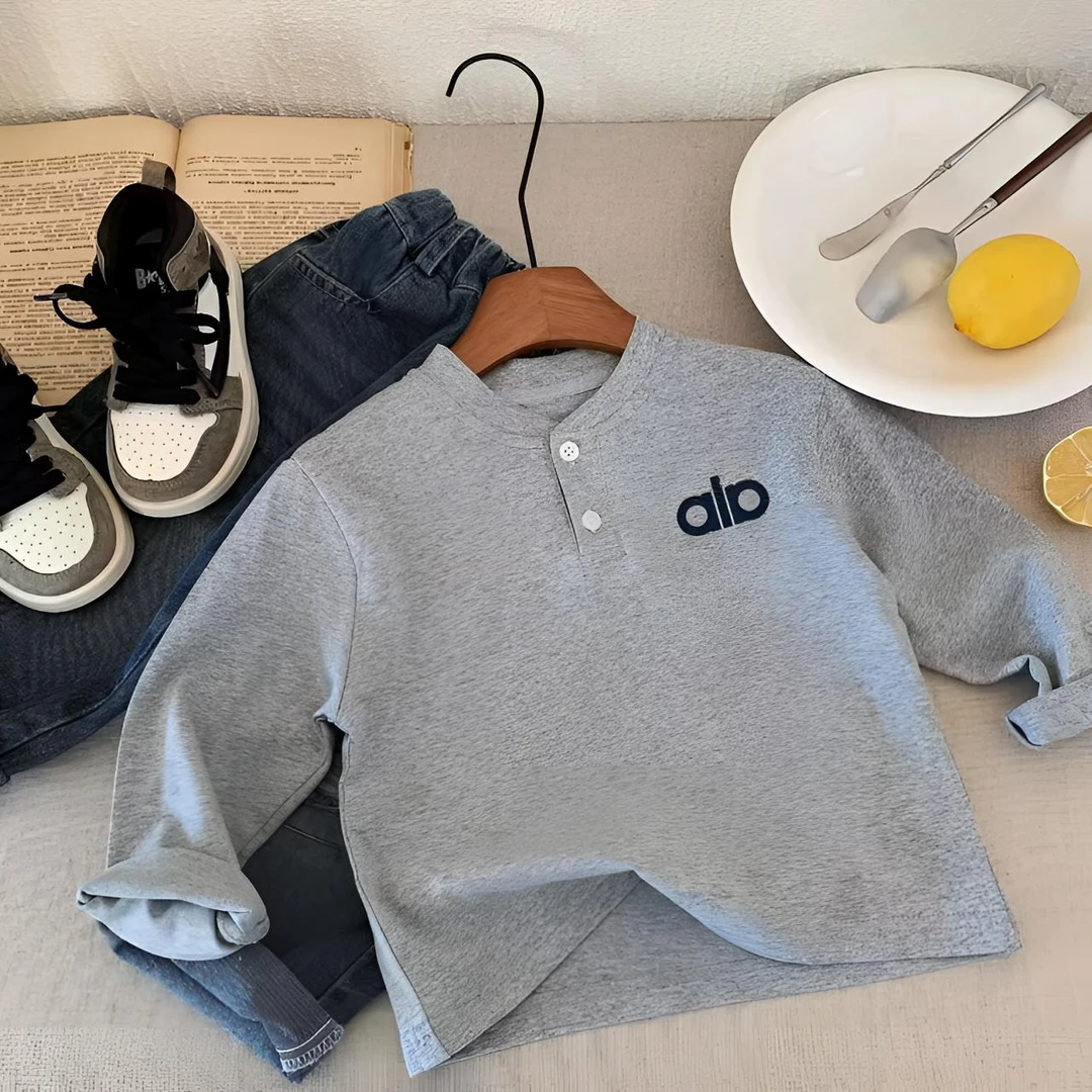 polo衫纯棉时尚休闲韩版儿童打底衫男女儿童刺绣翻领长袖百搭上衣