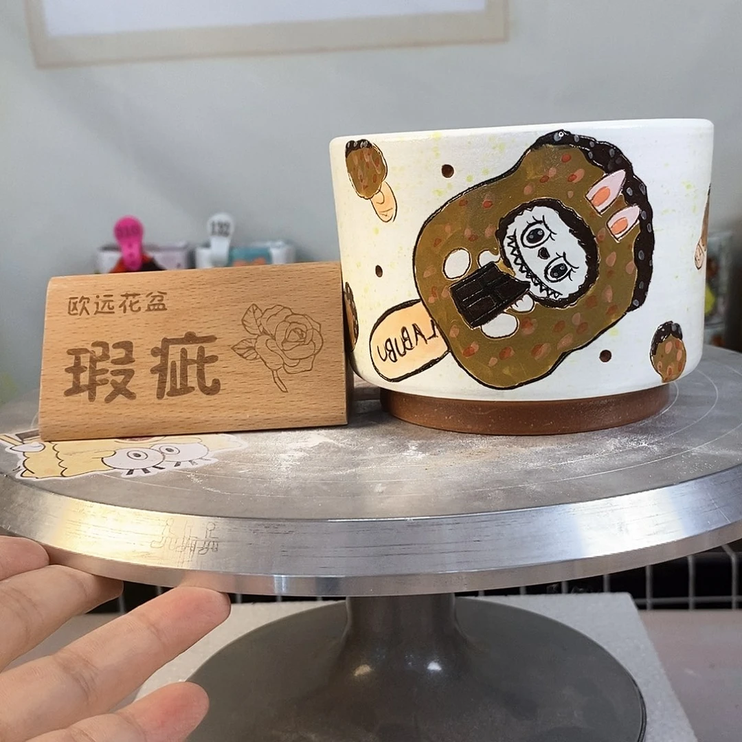 花盆紫砂红陶手绘花盆
