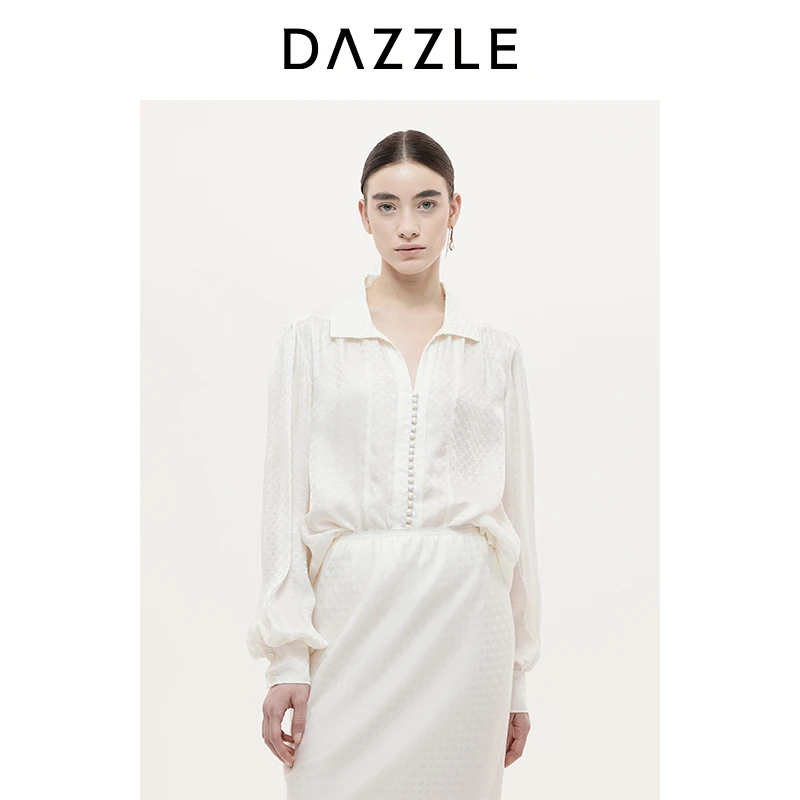 DAZZLE 地素衬衫25秋新款暗纹长袖衬衫2J3C410