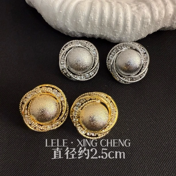 铜合金锆石耳饰 星球环绕镶锆石耳钉