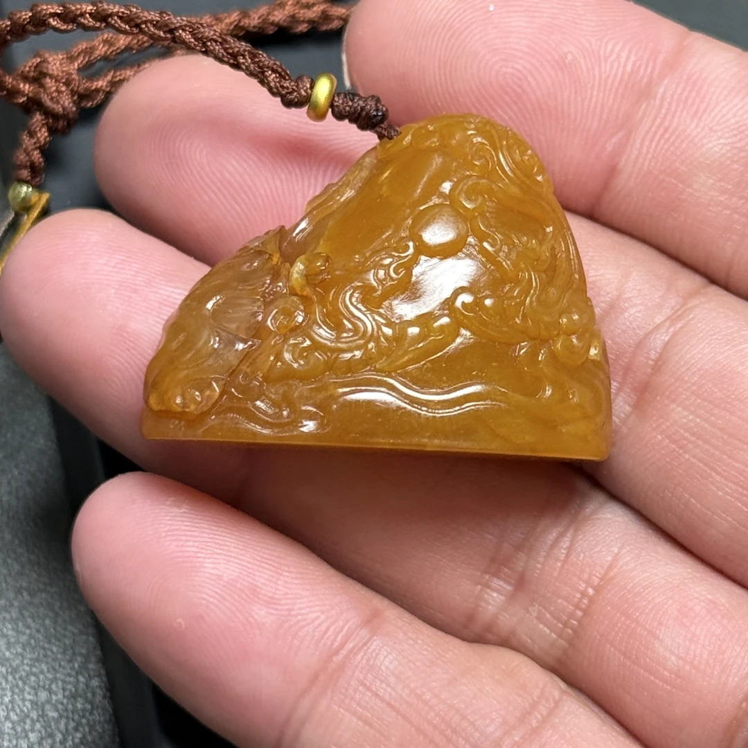 老挝老麦芽 双龙戏珠可做印章可手把1.4*3.5*2.6 20克