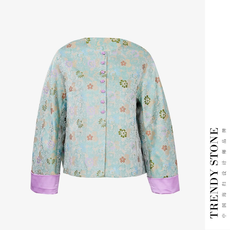潮石真丝提花新中式高级气质外套T71039550