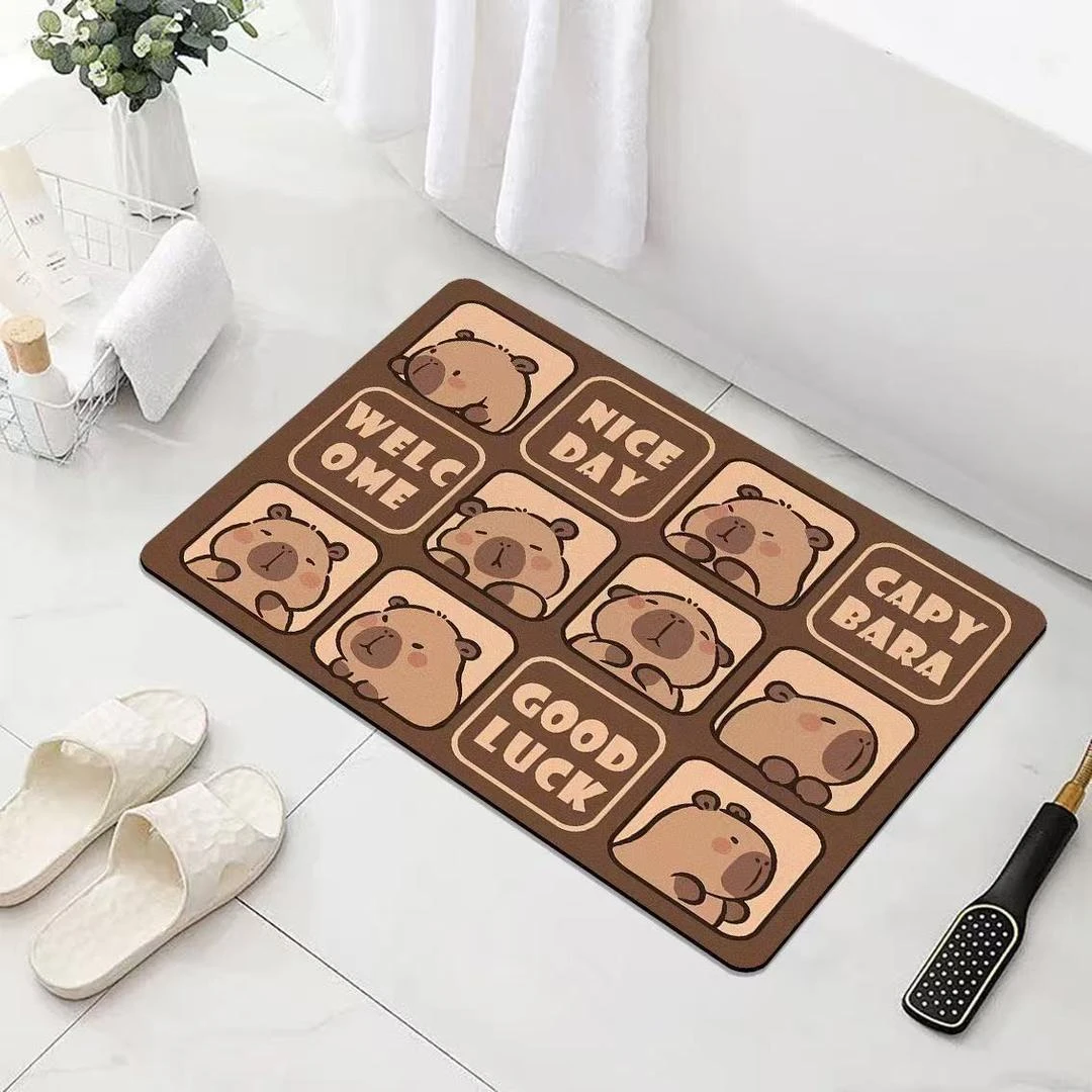 017 卡皮巴拉-开心每一天【100*160】硅藻泥入户玄关进门防滑地垫