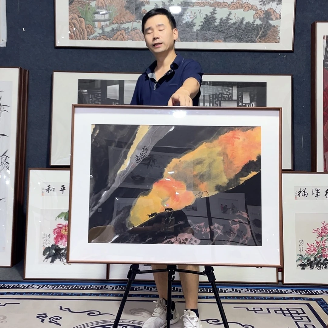 国画手绘画作品带框60-80厘米