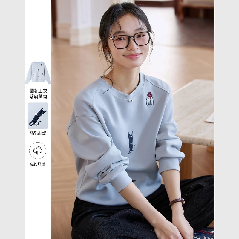 梵希蔓动物印花设计感圆领卫衣女2025春季新款宽松休闲长袖上衣