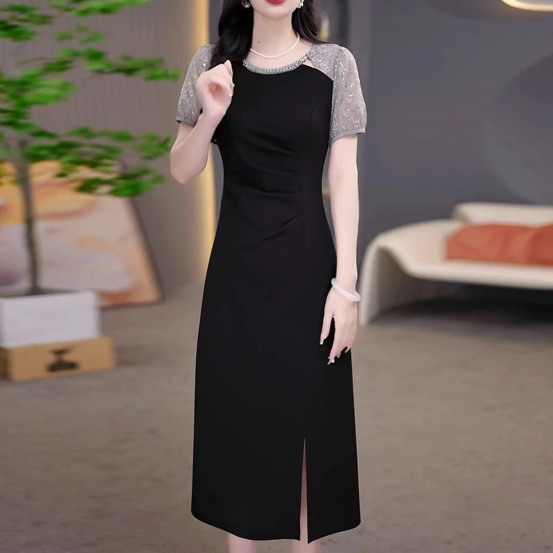 5329#时尚高级感假两件 连衣裙夏2025新款气质优雅中长