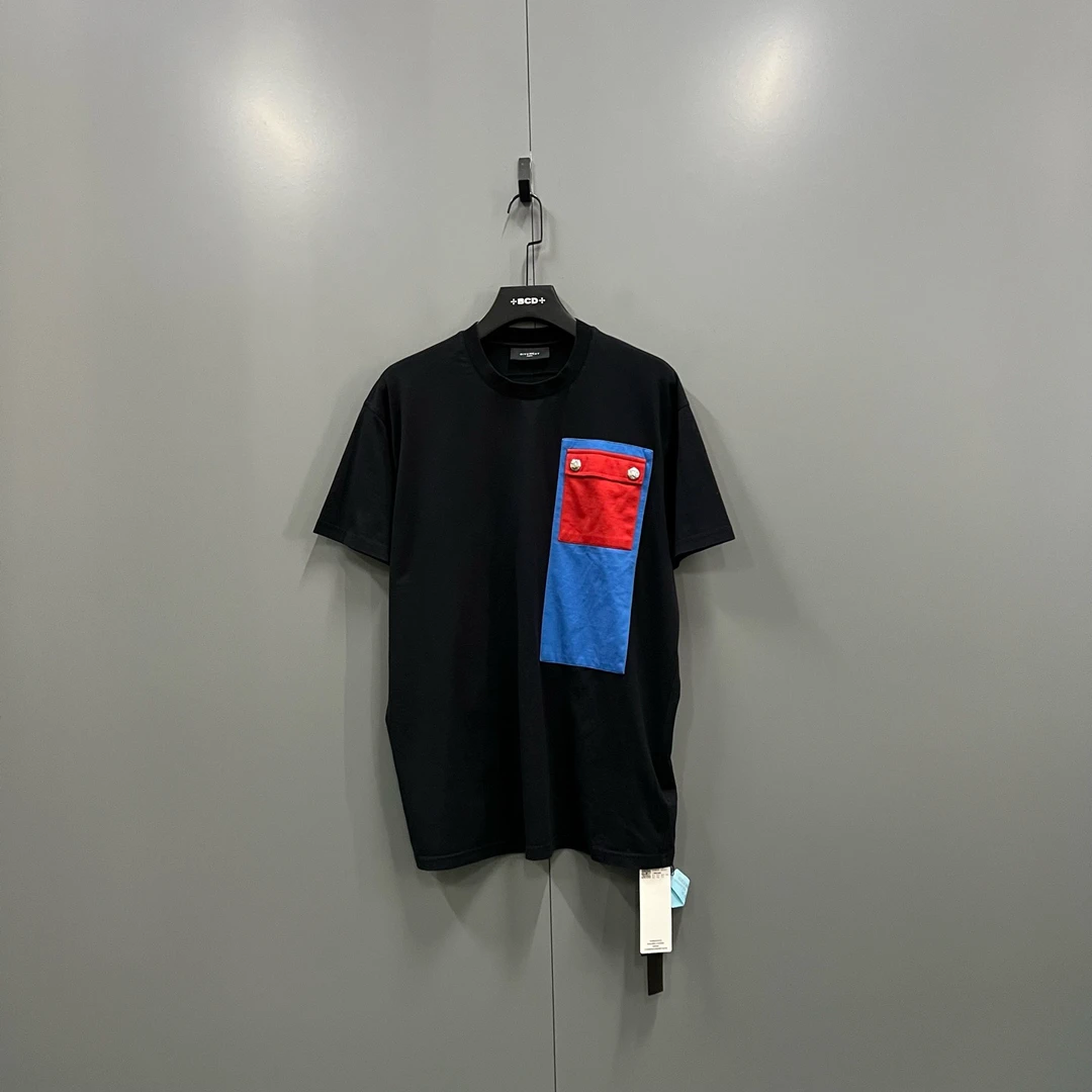 95新 Givenchy/纪梵希 jp926 207699 拼接口袋圆领短袖 XS码