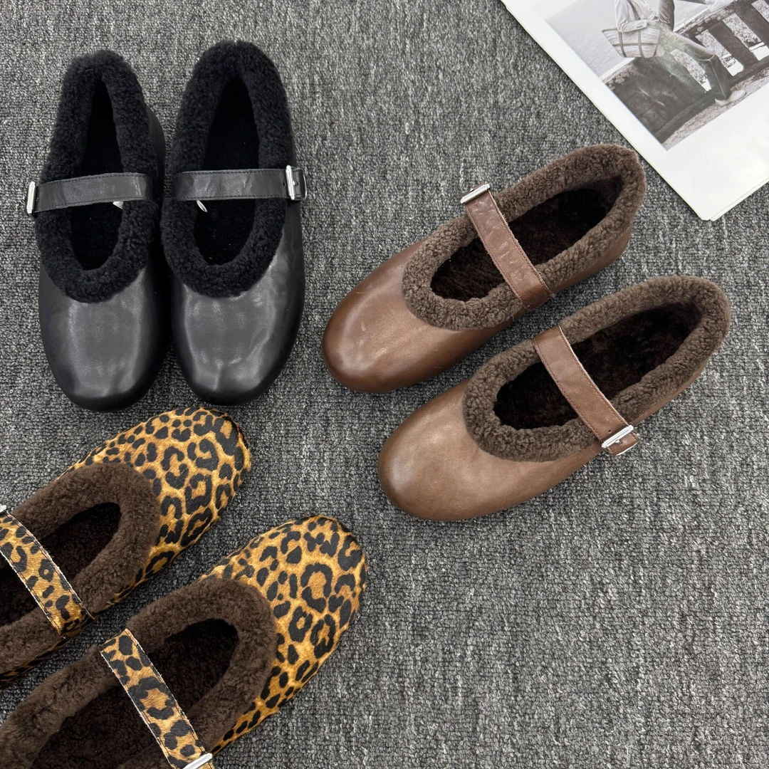 QGG豹纹玛丽珍鞋女平底一字带软底舒适单鞋温柔一脚蹬LZ76601