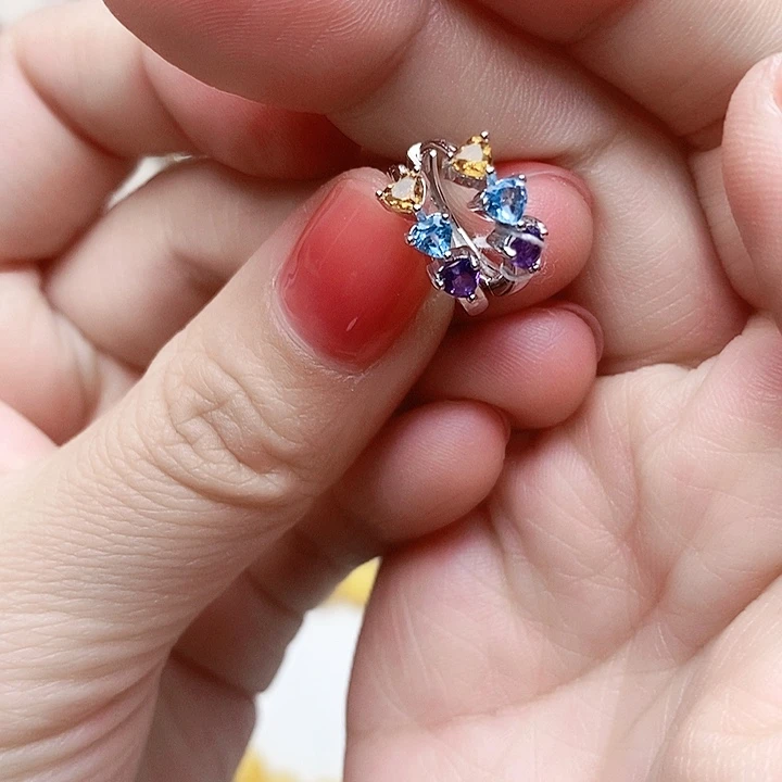 水晶耳饰银S925镶嵌耳钉513