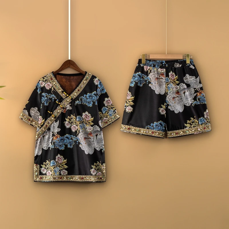 【大鱼海棠】2025新款夏季新中式上衣+短裤国风夏装薄款两件套装女