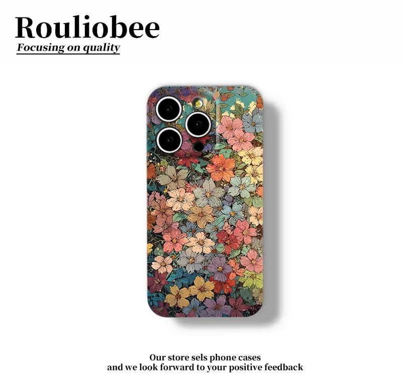 秋日满屏花朵适用苹果17promax手机壳iPhone16华为vivo小米14oppo