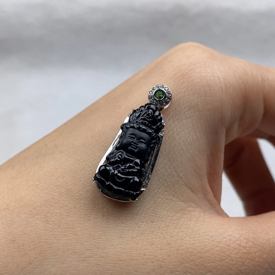 【闪购商品】翡翠挂件银S925镶嵌宝宝佛