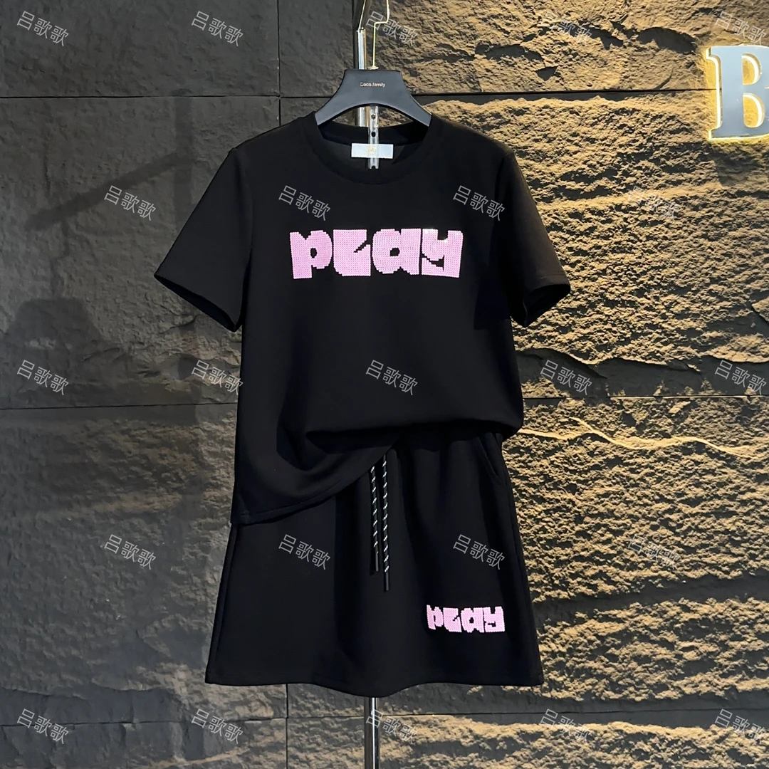 【宠粉价】2025夏季新款字母休闲套装百搭休闲两件套JC-A3783