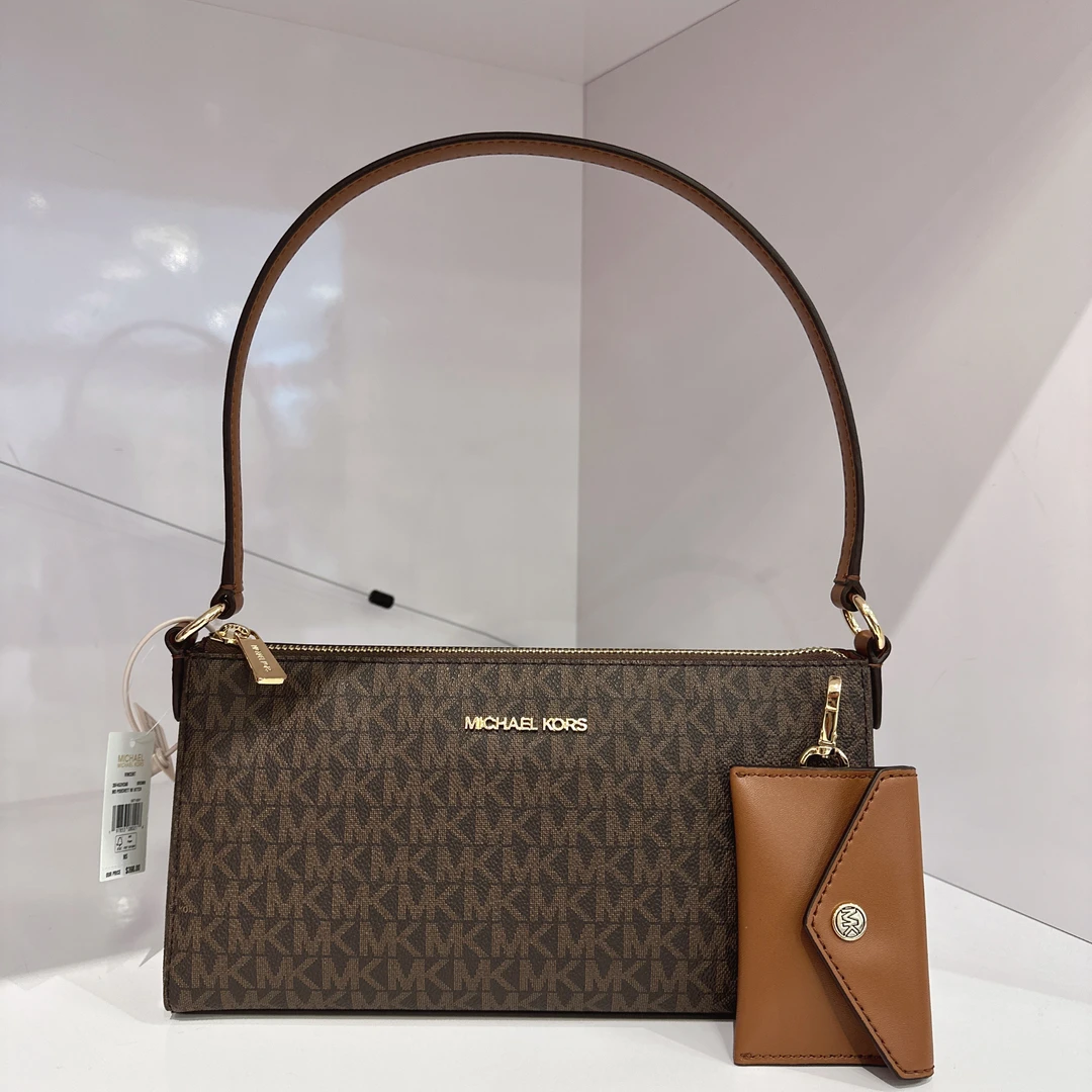 MICHAEL KORS/迈克高仕棕logo Vincent二合一腋下包麻将包卡包