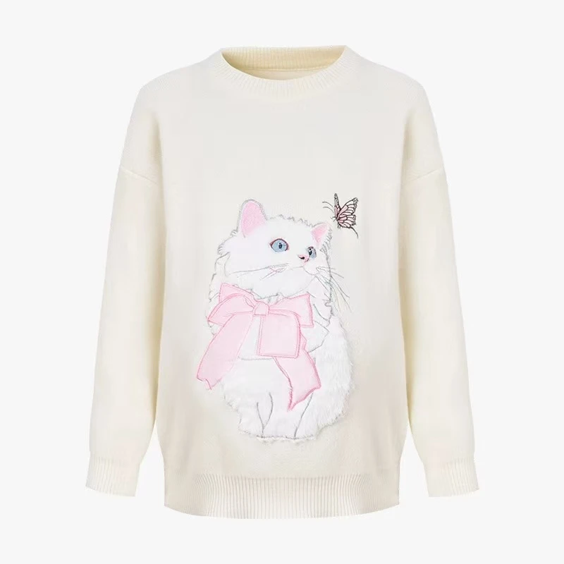 1002 装秋冬款甜美猫咪糖果色炸街毛衣上衣