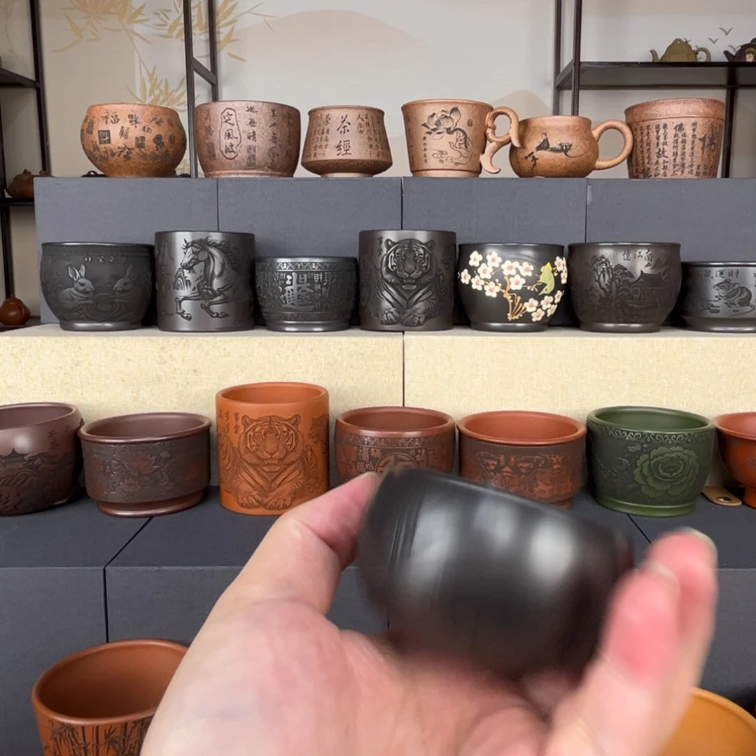 茶杯紫砂紫砂主人杯。手工制作
