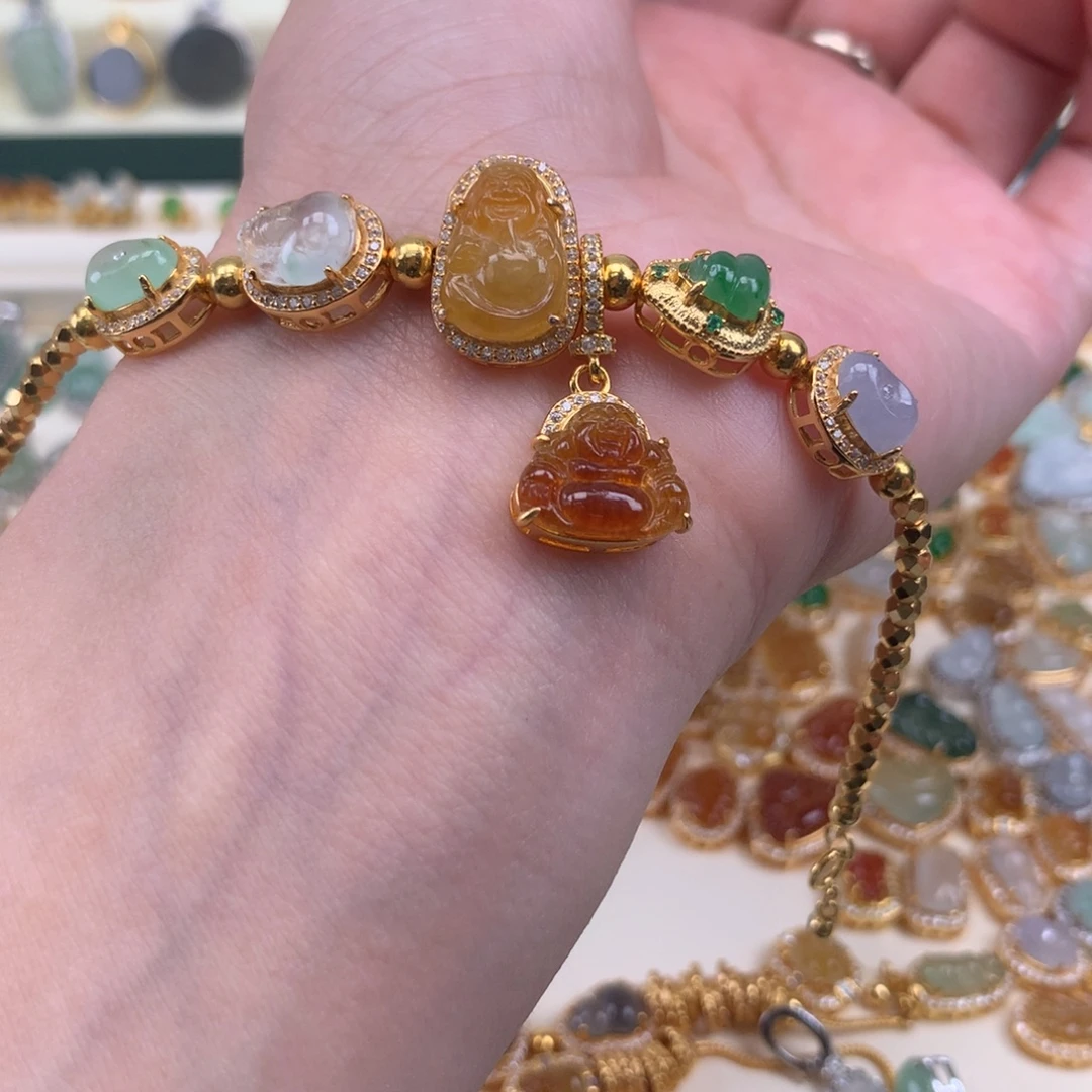 翡翠银S925镶嵌颈饰手链