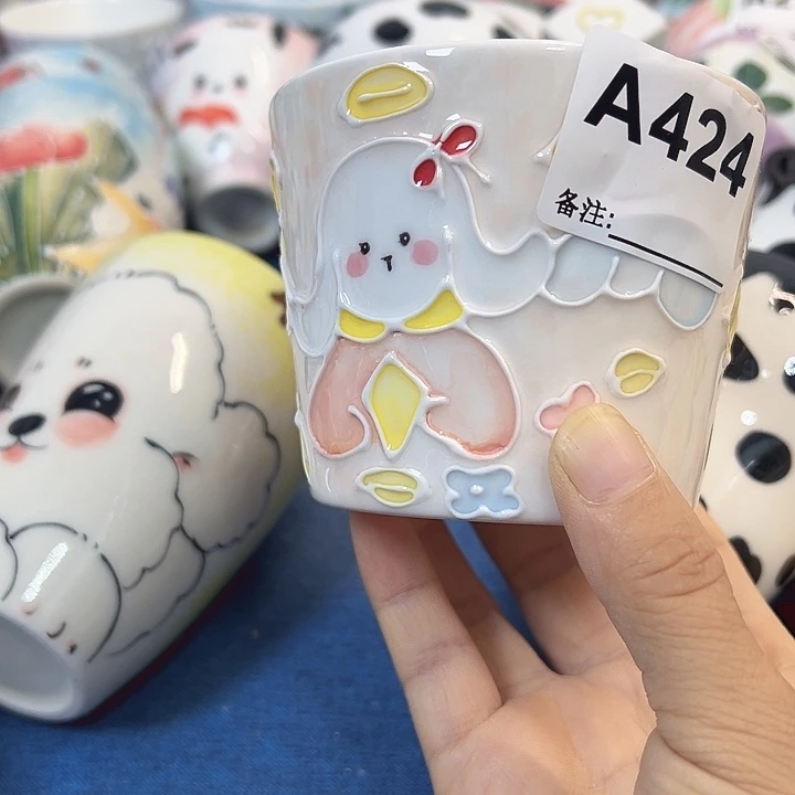摆件手绘陶瓷杯子424