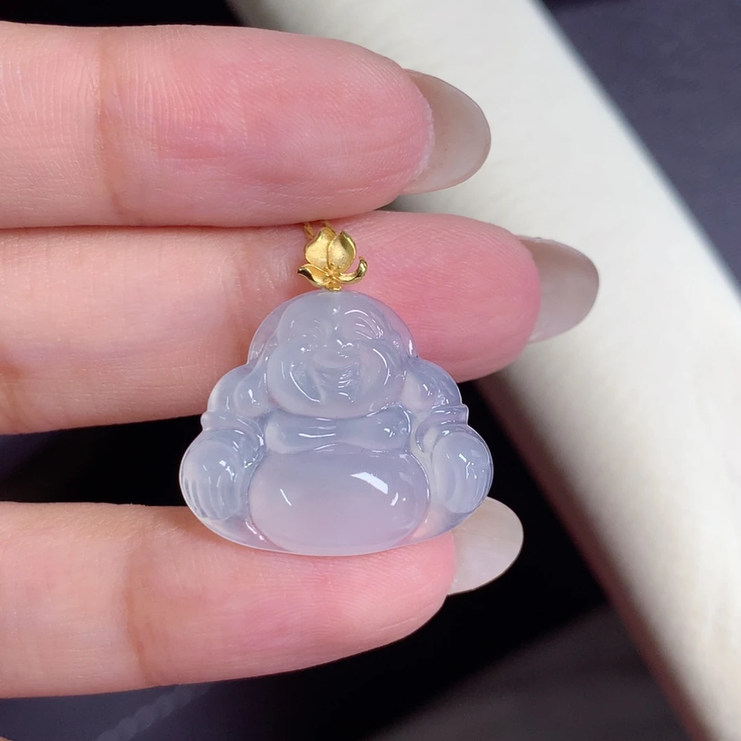 颈饰18K金镶嵌翡翠佛公
