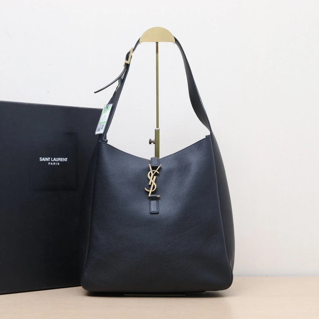 99新 YSL/圣罗兰 【娇】LE 5 À 7 HOBO 大号 黑 金扣