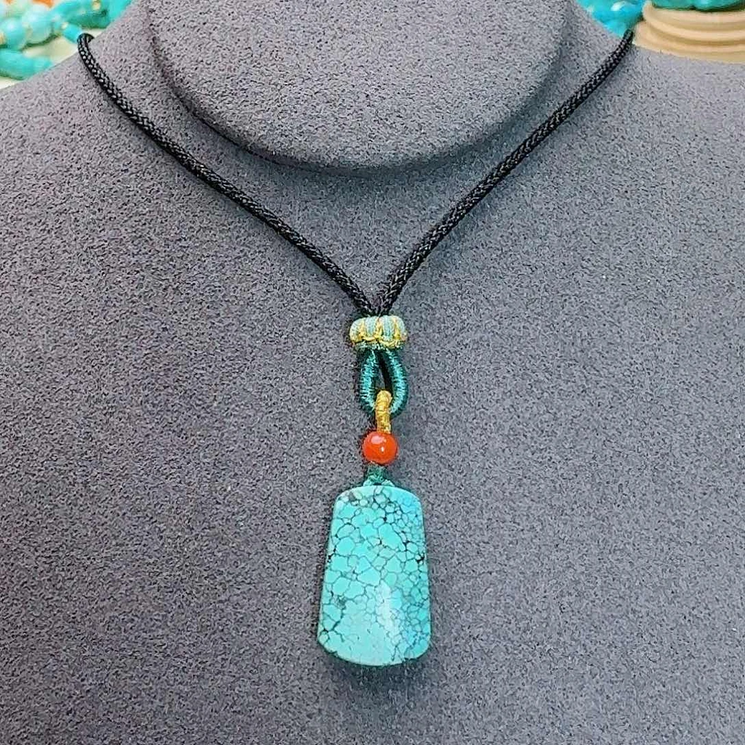 绿松石未镶嵌珠宝奇石小巧无事牌