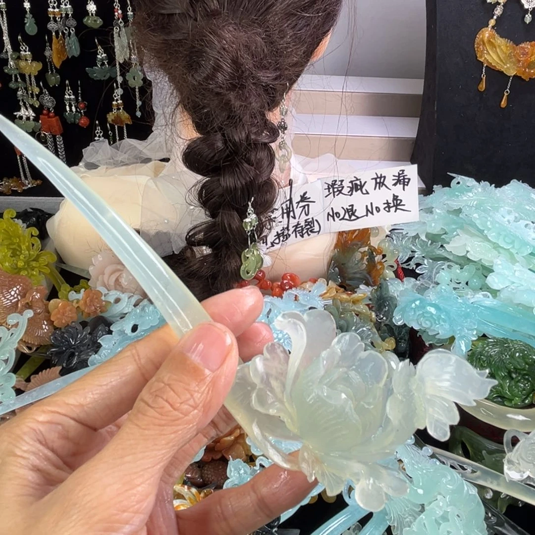 未镶嵌岫玉发饰瑕疵