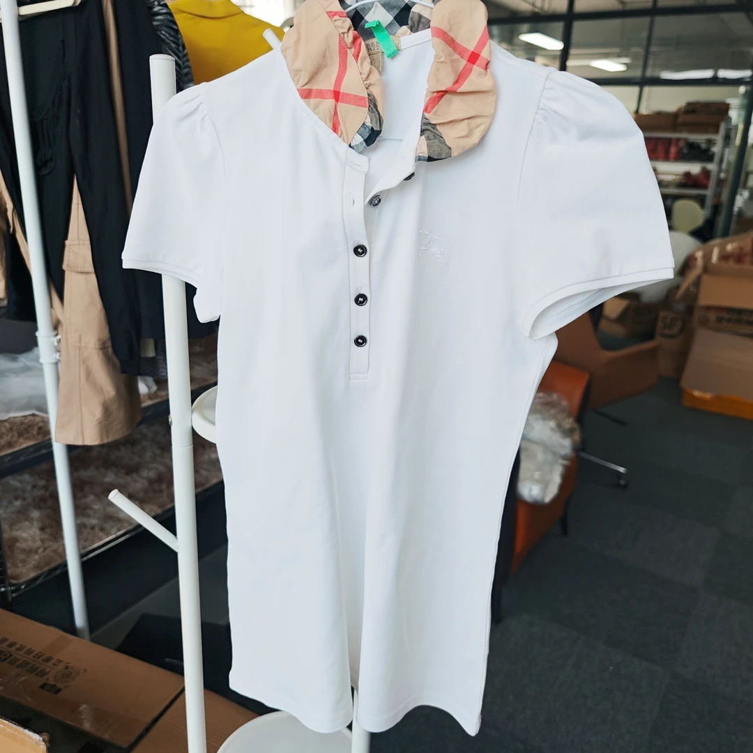 95新 BURBERRY/博柏利 格纹战马白色短袖