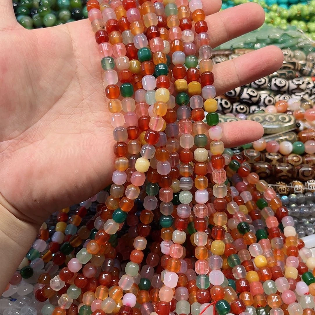 玛瑙/玉髓合金珠宝半成品玛瑙多宝手串三圈7mm