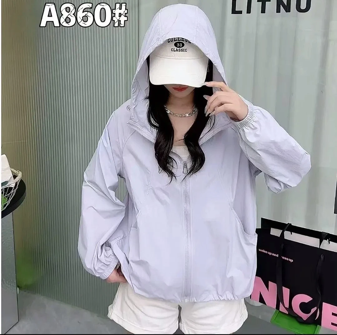防晒女薄款夏季连帽透气短外套上衣休闲外套户外女士