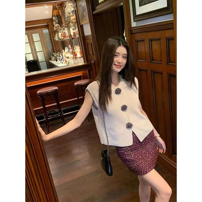 法式气质夏季新款设计感小众无袖上衣高腰包臀显瘦高级感半身裙女