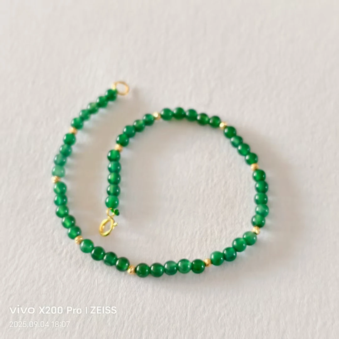 【辣绿翡翠手链】豹豹法式珠宝 18k翡翠手链/项链 18 40小米珠