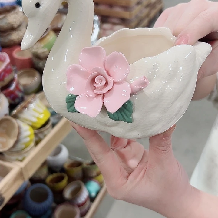 有孔.凑满10元发货多肉陶瓷花盆！