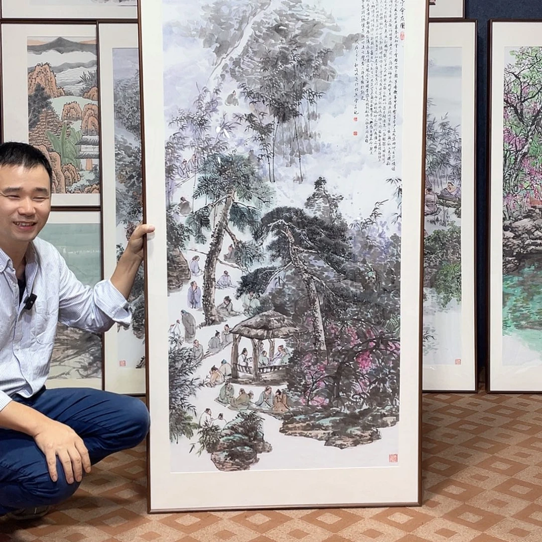 燕***头国画手绘画作品带框80/160