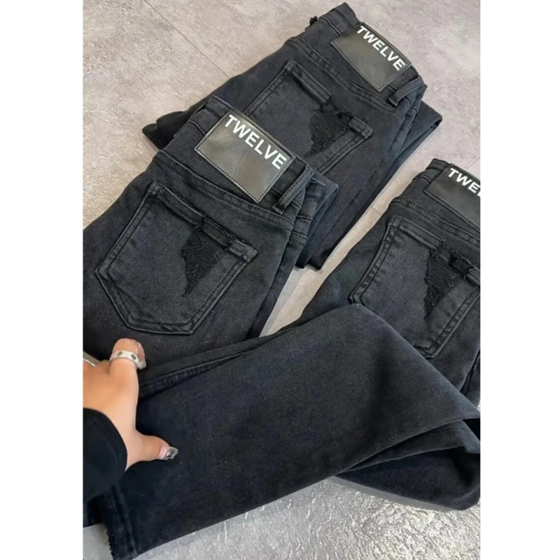 弹力显瘦直筒牛仔裤女2025早秋新款大码小个子高腰百搭小脚铅笔裤