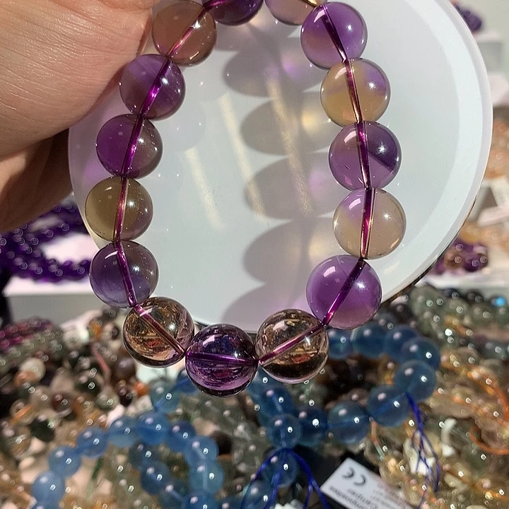 水晶手链未镶嵌天然紫黄晶