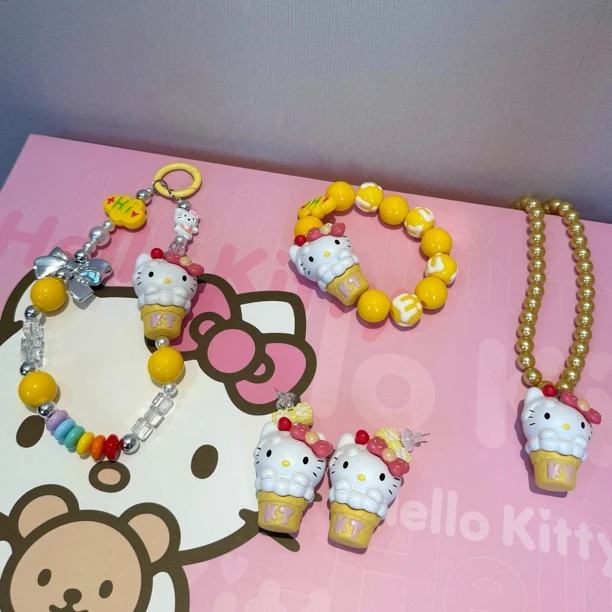非金属树脂项链 36112甜筒KT项链手链耳钉挂链