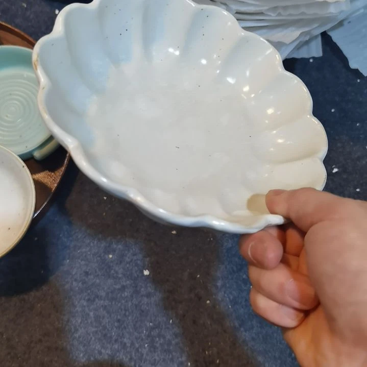 瓷片微瑕粗陶梨花深盘两个一组