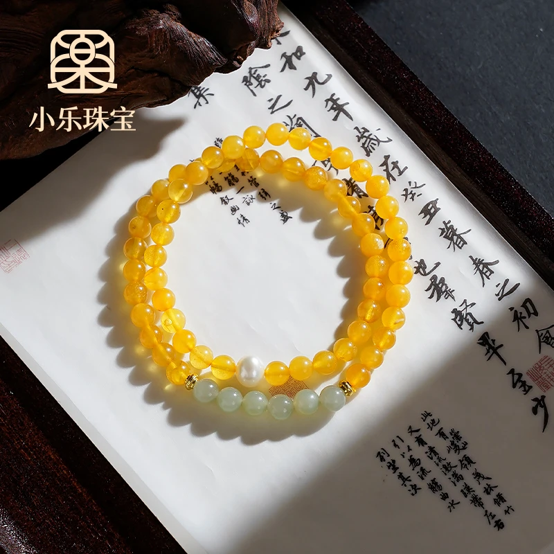 轻奢百搭蜜蜡和田玉显白女式手链多样性发一-10194