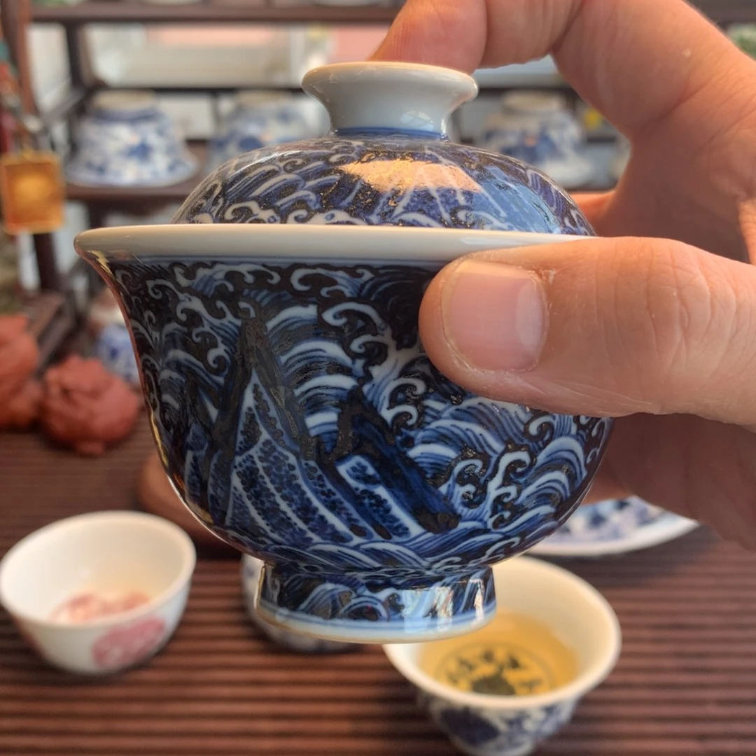 瓷器盖碗江崖海水