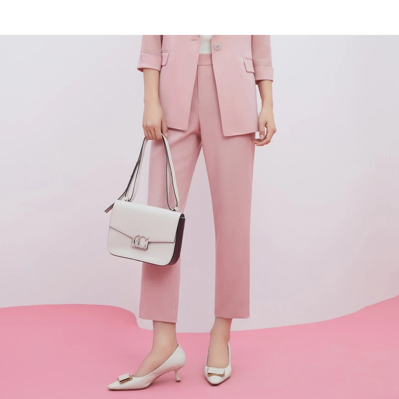 【CADIDL】直筒裤纯色微弹中腰女神范女士休闲风休闲裤CV02600A2