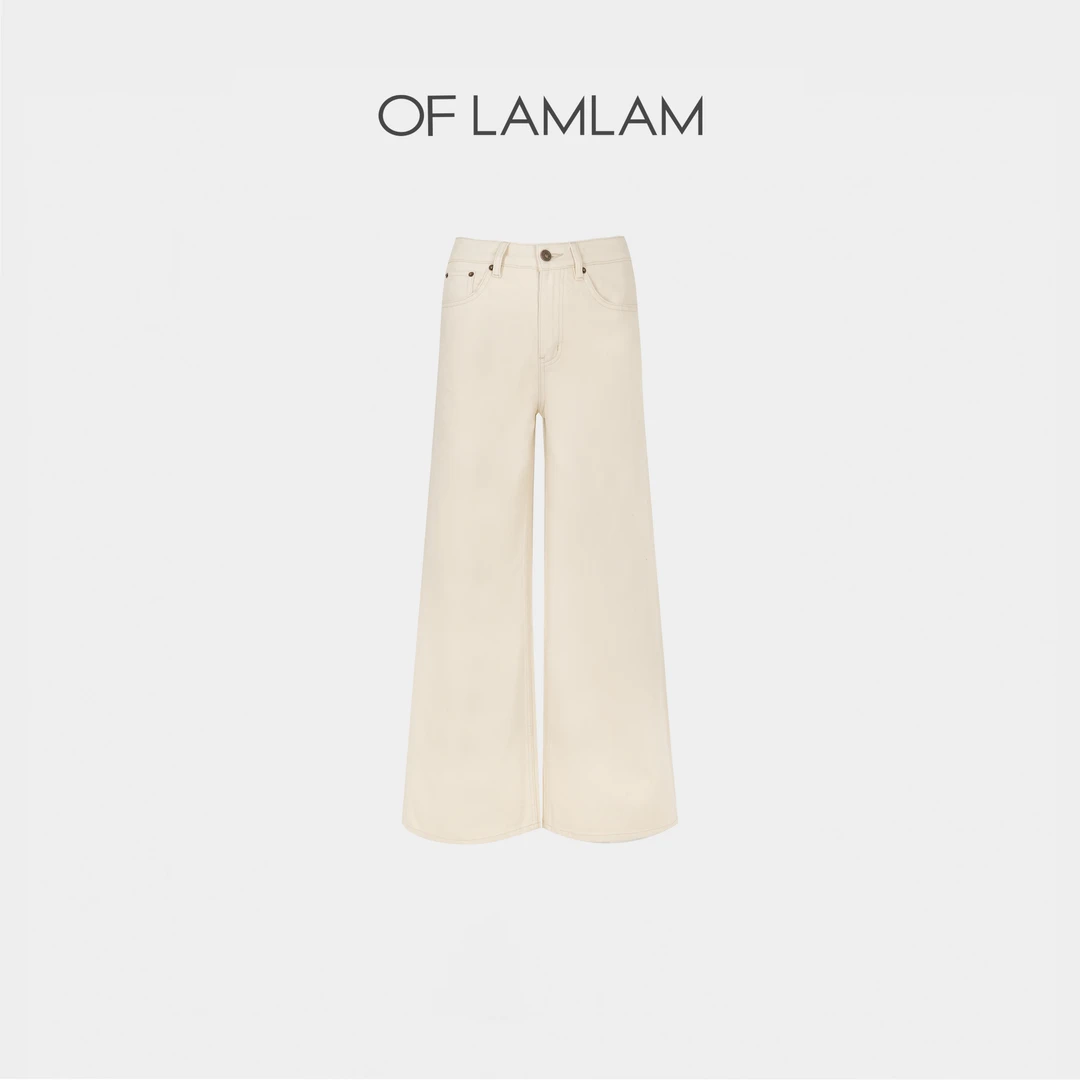 “棉白闲意”双色斜纹牛仔棉做旧复古直筒牛仔裤 OFLAMLAM L25807K