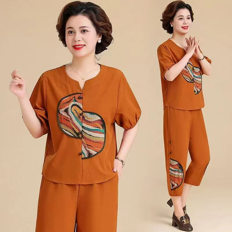 10415套装妈妈装夏季国风