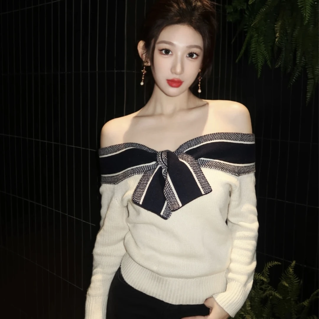 99新 DIOR/迪奥 一字肩针织上衣 40码 GM004555