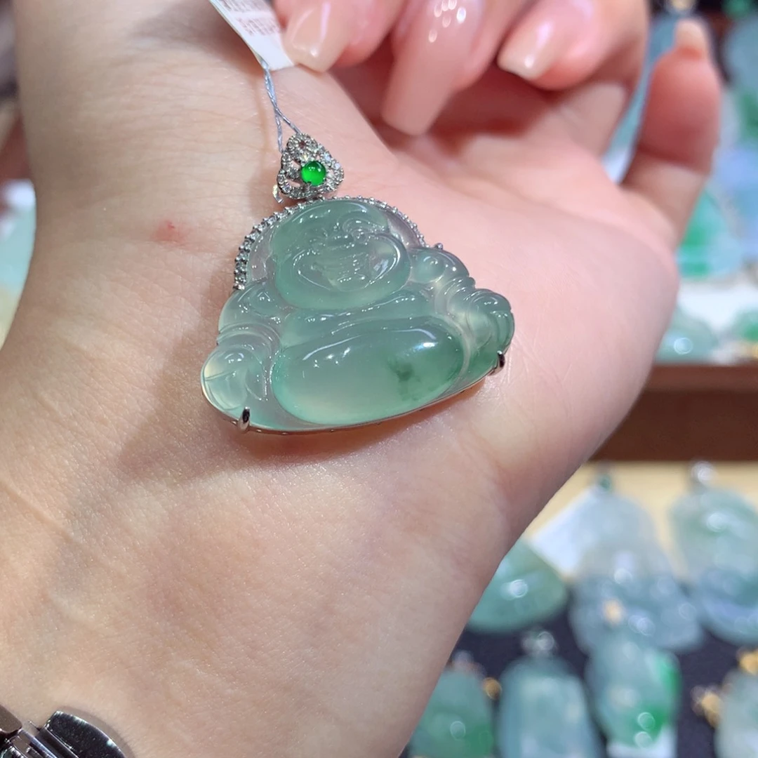 吊坠(不含链)18K金镶嵌翡翠